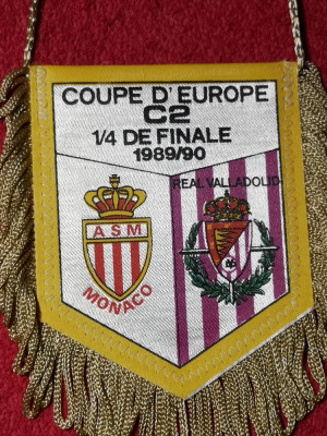 Fanion meci fotbal AS MONACO - REAL VALLADOLID (sferturi Cupa Cupelor `89/`90) foto