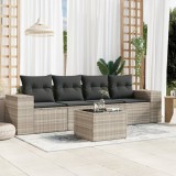 Cumpara ieftin Gossi set canapele de gradina cu perne, 5 piese gri deschis poliratan