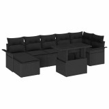 vidaXL Set de canapele pentru grădină cu pernă 8 pcs Negru Rattan poli 3357066