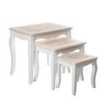 Cumpara ieftin Set 3 masute din lemn Romantic White Beige