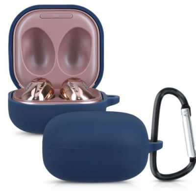 Husa pentru casti Samsung Galaxy Buds 2/Galaxy Buds Live, Kwmobile, Albastru, Silicon, 53367.17 foto