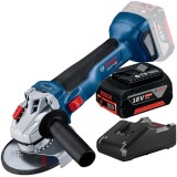 Bosch GWS 18V-10 + GBA + GAL 18V-40 - Polizor unghiular 125 mm+ Set 1 acumulator si incarcator Li-Ion 18 V 5 Ah