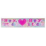 Banner Perete, Model Happy Birthday, Metalizat, Multicolor, 270x19cm