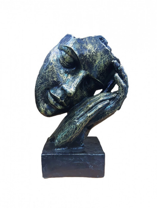Statueta decorativa masca, Negru-Auriu, 22 cm, 637CB-4