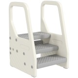 AIYAPLAY Turnuleț pentru Copii 2-5 Ani cu 3 Trepte Reglabile și Tălpi Antiderapante, 43x42x65,5 cm, Gri | Aosom Romania