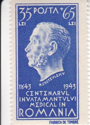 ROMANIA 1944 LP162 CENTENARUL INVATAMANTULUI MEDICAL-DR. N. KRETULESCU MNH foto