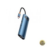 Hub USB-C Baseus Magic 3 x USB-A 3.0 - 1 x USB-C - 1 x HDMI - 1 x RJ45 - 1 x SD - 1 x microSD Albastru WKWG000103