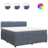 Cumpara ieftin Pat box spring cu saltea, gri inchis, 180x200 cm, catifea