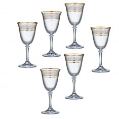 Set 6 pahare vin rosu cu decor auriu 290 ml Bohemia Crystalite Kleopatra Cod Produs 667 foto