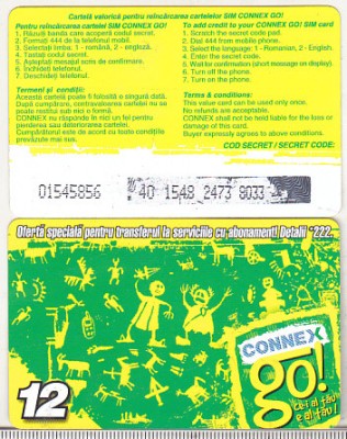 bnk card Romania - Connex - reincarcare Go! 12 - RO-CON-REF-0021A foto