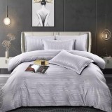 Cumpara ieftin Lenjerie de Pat Damasc 6 Piese, Dungi Duble,Gri- JO336