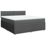 Cumpara ieftin Pat box spring cu saltea, gri inchis, 180x200 cm, textil