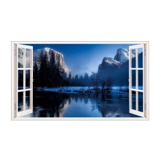 Sticker decorativ, Fereastra 3D, Lac, 85 cm, 538STK
