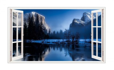 Sticker decorativ, Fereastra 3D, Lac, 85 cm, 538STK foto