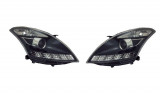 Set faruri Suzuki Swift (Fz/Nz), 09.2010-06.2017, partea Stanga+Dreapta, Tuning, Fata, cu lentile; cu lumina de parcare LED; tip bec H1+H1+LED; manua