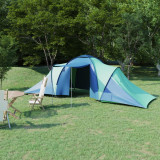 Cort camping, 6 persoane, albastru si verde GartenMobel Dekor, vidaXL