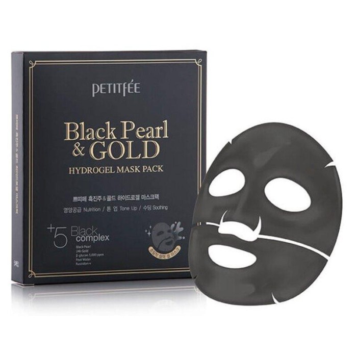 Petitf&eacute;e Black Pearl &amp; Gold mască intensă cu hidrogel cu aur de 24 de karate 32 g