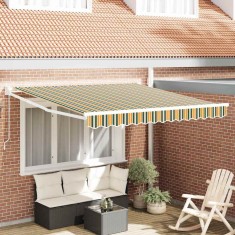 Copertină Dungi Verde și galben 3 x 2,5 m Poliester și metal
