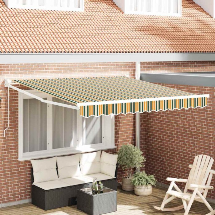 Pergolă Manuală Retractabilă , Verde și Galben 350x250 cm