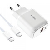 Incarcator Retea Cu Cablu USB-C Tech-Protect C20W, 20W, 3A, 1 x USB-A - 1 x USB-C, Alb, Universal