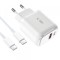 Incarcator Retea Cu Cablu USB-C Tech-Protect C20W, 20W, 3A, 1 x USB-A - 1 x USB-C, Alb