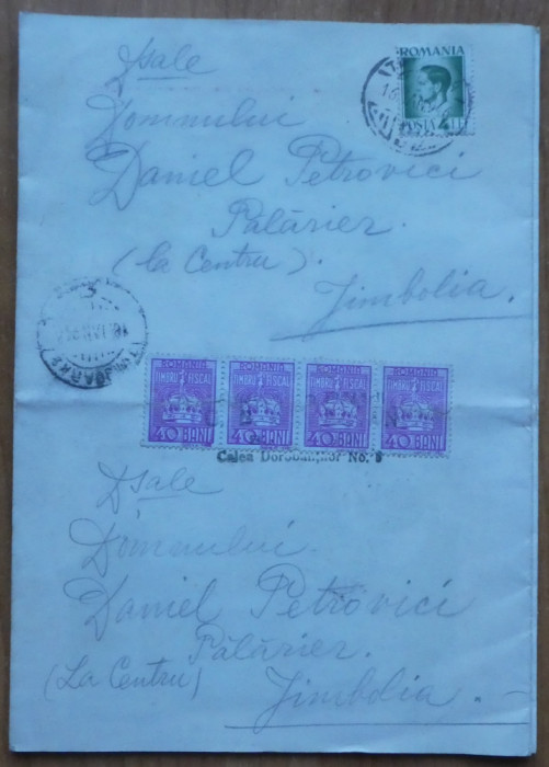 Pliant Autocalc Brevet Regal Roman, circulat la Jimbolia in 1946