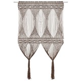 Perdea Macrame Gri Taupe 140x240 cm Bumbac vidaXL - Decor Boem, Separator Camera, Draperie Usa/Fereastra