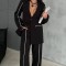 Costum Elegant, 2 piese Negru, cu dungi fine albe