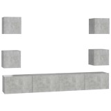 Cumpara ieftin Set dulap TV, 6 piese, gri beton, lemn prelucrat