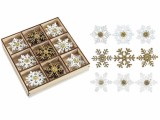 Cumpara ieftin Set 27 decoratiuni Fulg de Nea lemn cu adeziv cm 3,5 x 3,5 H