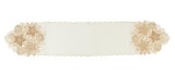 Traversa masa Craciun poliester alb auriu 35x183 cm