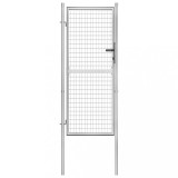 Poarta Gradina Otel Galvanizat Argintiu 105x250 cm vidaXL, Incuietoare cu Chei, Protectie Rugină, Gard Acces Curte