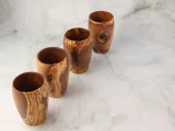 Set 4 buc pahare apă din lemn de măslin