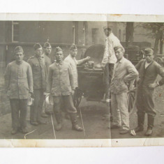 Fotografie originală model carte postala cu bucatarie militara ambulanta anii 20