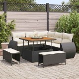 VidaXL Set de canapea pentru grădină cu 8 piese, perne incluse, ratan polimer negru, acacia.