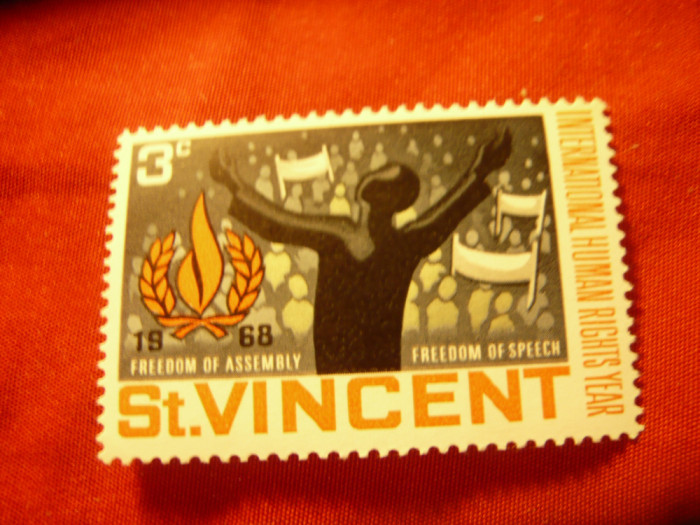 Timbru St. Vincent 1968 - Drepturile omului , val. 3C