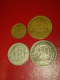 Lot 4 monede Rusia (URSS): [ 1 copeica + 3 copeici + 15 copeici + 20 copeici ] toate 1936 (poze)