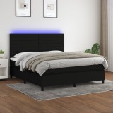 VidaXL Pat cu arcuri, saltea și LED, negru, 160x200 cm, textil 3134967