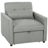 HOMCOM Fotoliu extensibil 3-&icirc;n-1, fotoliu-canapea extensibil cu spătar reglabil, Gri | Aosom Romania