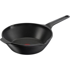 Tigaie wok Tefal Robusto, 28 cm, inductie, invelis antiaderent din titan, aluminiu turnat, indicator Thermo-Signal, margini turnare, maner lateral int