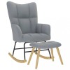 Scaun Balansoar Gri Deschis vidaXL cu Taburet, Textil Poliester, Cadru Metalic &amp; Lemn, Suport Picioare, 61x78x95 cm