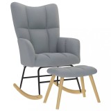 vidaXL Scaun balansoar cu taburet, gri deschis, textil