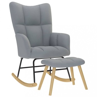 vidaXL Scaun balansoar cu taburet, gri deschis, textil 4016800 foto