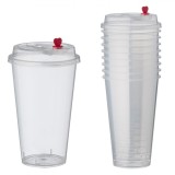 Set Pahare Plastic cu Capac, Capacitate 500ml, Transparent, 10 Bucăți