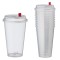 Set Pahare Plastic cu Capac, Capacitate 500ml, Transparent, 10 Bucăți