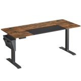 SONGMICS Birou reglabil electric pe inaltime, cadru metalic, blat lemn compozit, 160x70x120 cm, maro rustic Household NewTrend