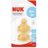 Tetină din latex cu orificiu larg NUK First Choice Plus, 2, 6 luni+, 2 bucati