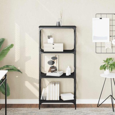 vidaXL Bibliotecă cu 4 niveluri, negru, 59x35x132 cm, lemn prelucrat 837617 foto