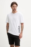 HUGO tricou de plajă culoarea alb, cu imprimeu
