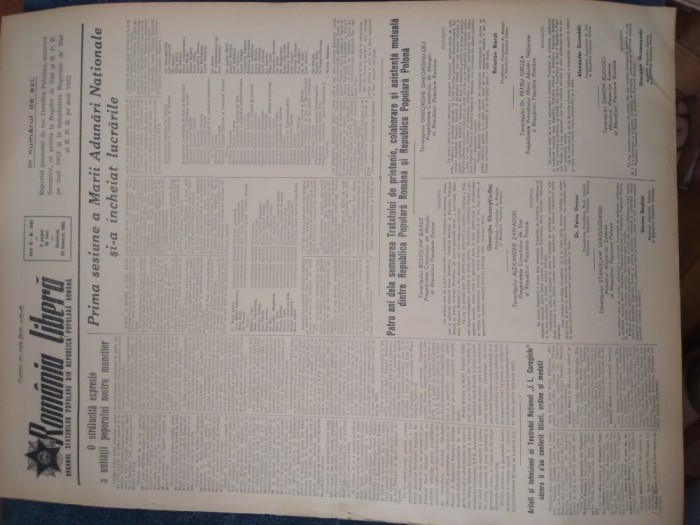 ZIAR ROMANIA LIBERA 25 IANUARIE 1953 PRIMA SESIUNE A MARII ADUNARI NATIONALE